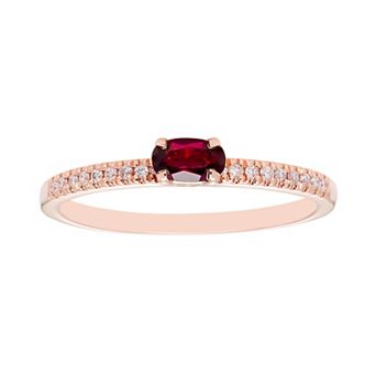 Boston Bay Diamonds 10k Rose Gold Lab-Created Ruby & 1/10 Carat T.W. Diamond Ring