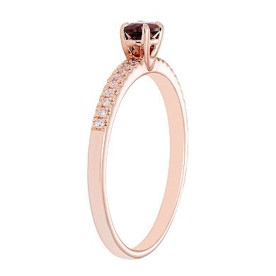 Boston Bay Diamonds 10k Rose Gold Lab-Created Ruby & 1/10 Carat T.W. Diamond Ring