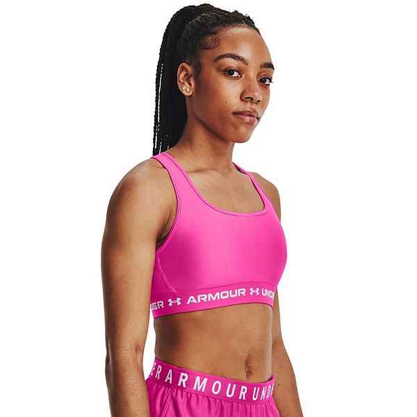  Under Armour Cross-Back Mid Heather Bra Planet Pink