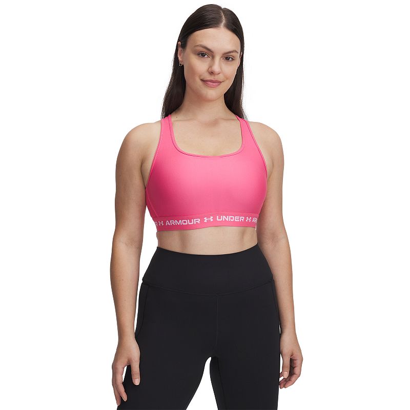Under Armour Crossback 2.0 Medium-Impact Sports Bra, Women's, Size: XL, Super Pink