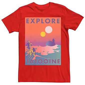Men's Star Wars Explore Tatooine Faded Retro C-3PO & R2-D2 Poster Tee