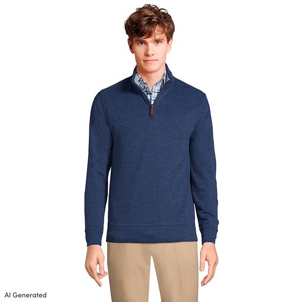 Men's Lands' End Bedford Regular-Fit Ribbed Quarter-Zip Pullover Sweater