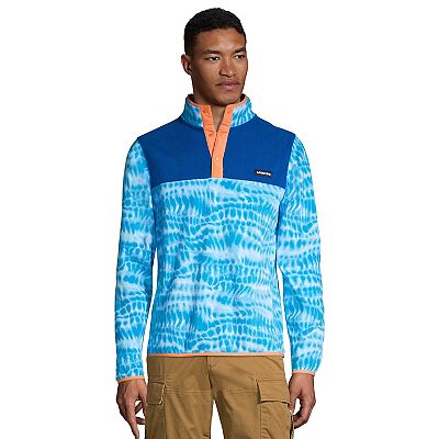 Men's Lands' End Patterned Fleece Snap-Neck Pullover