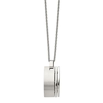 Men's Stainless Steel Brushed Pendant Necklace