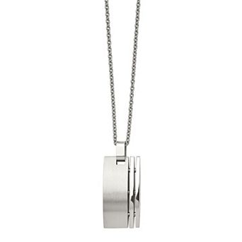 Men's Stainless Steel Brushed Pendant Necklace