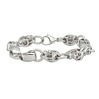 Men's Stainless Steel Polished Skull Bracelet