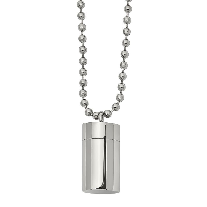 Mens Stainless Steel Capsule Pendant Necklace, Size: 22, White