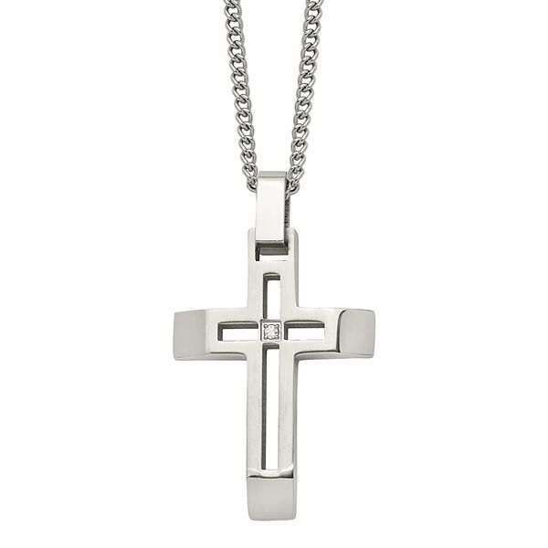 Kohls mens silver cross on sale necklace