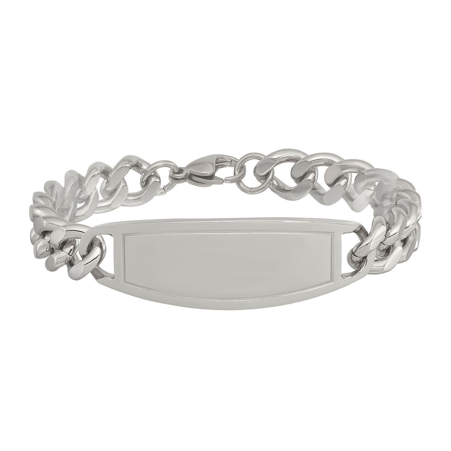 Men's 10mm Stainless Steel ID Bracelet - Polished, 8.5 Inch With Engravable Link - View #10