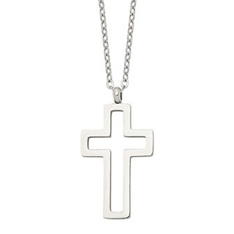 Men's Stainless Steel Openwork Cross Pendant Necklace