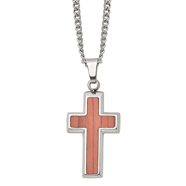 Men's Flag Cross with Thin Red Line Necklace-Jn 19:30