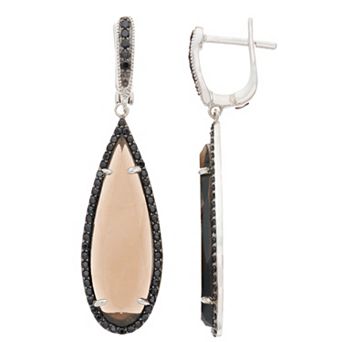 SIRI USA by TJM Sterling Silver Smoky Quartz & Black Spinel Drop Earrings