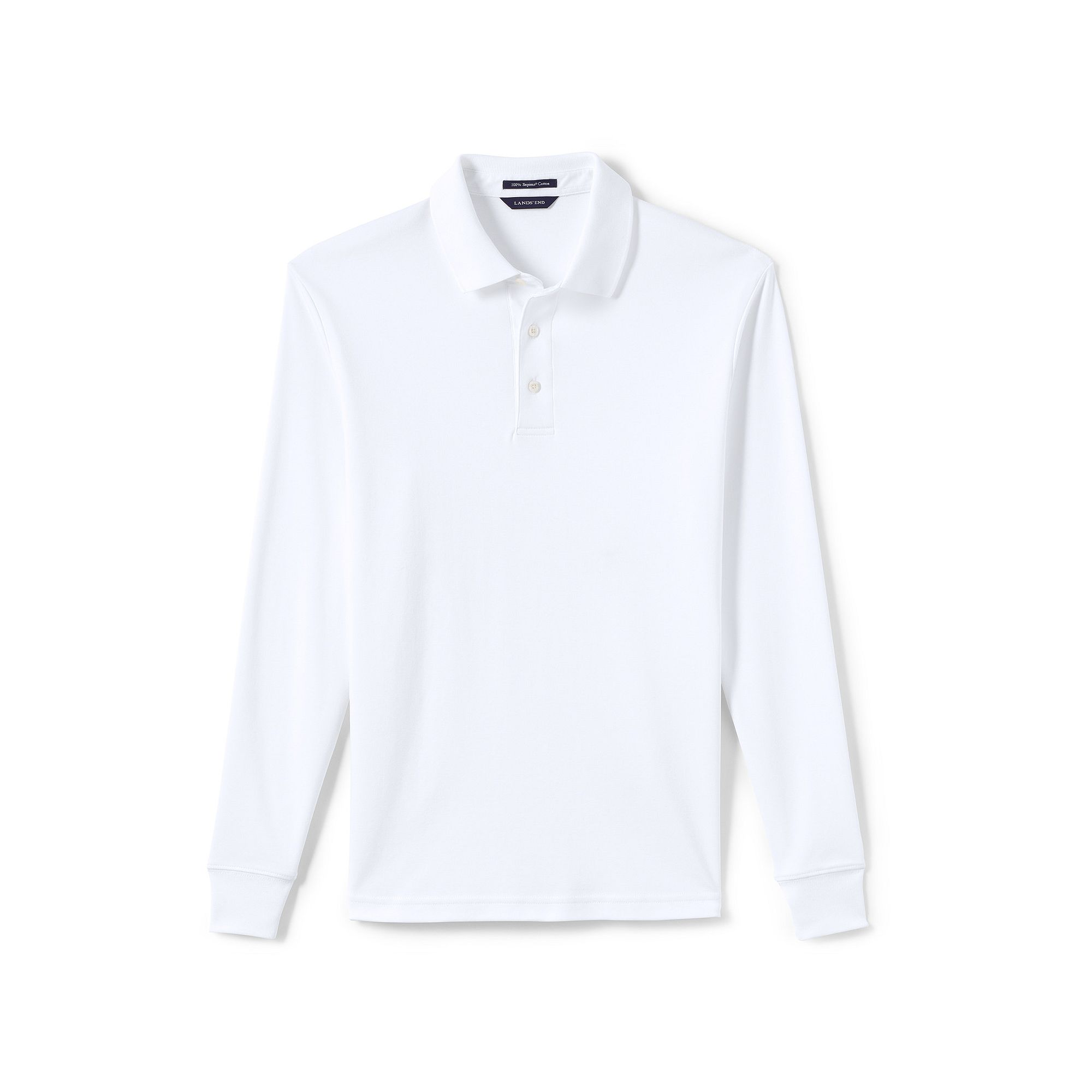 Mens Lands End Soft Supima Polo, Size: Medium, White