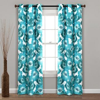 Lush Decor Julie Floral Insulated Grommet 100% Blackout Window Curtains Set