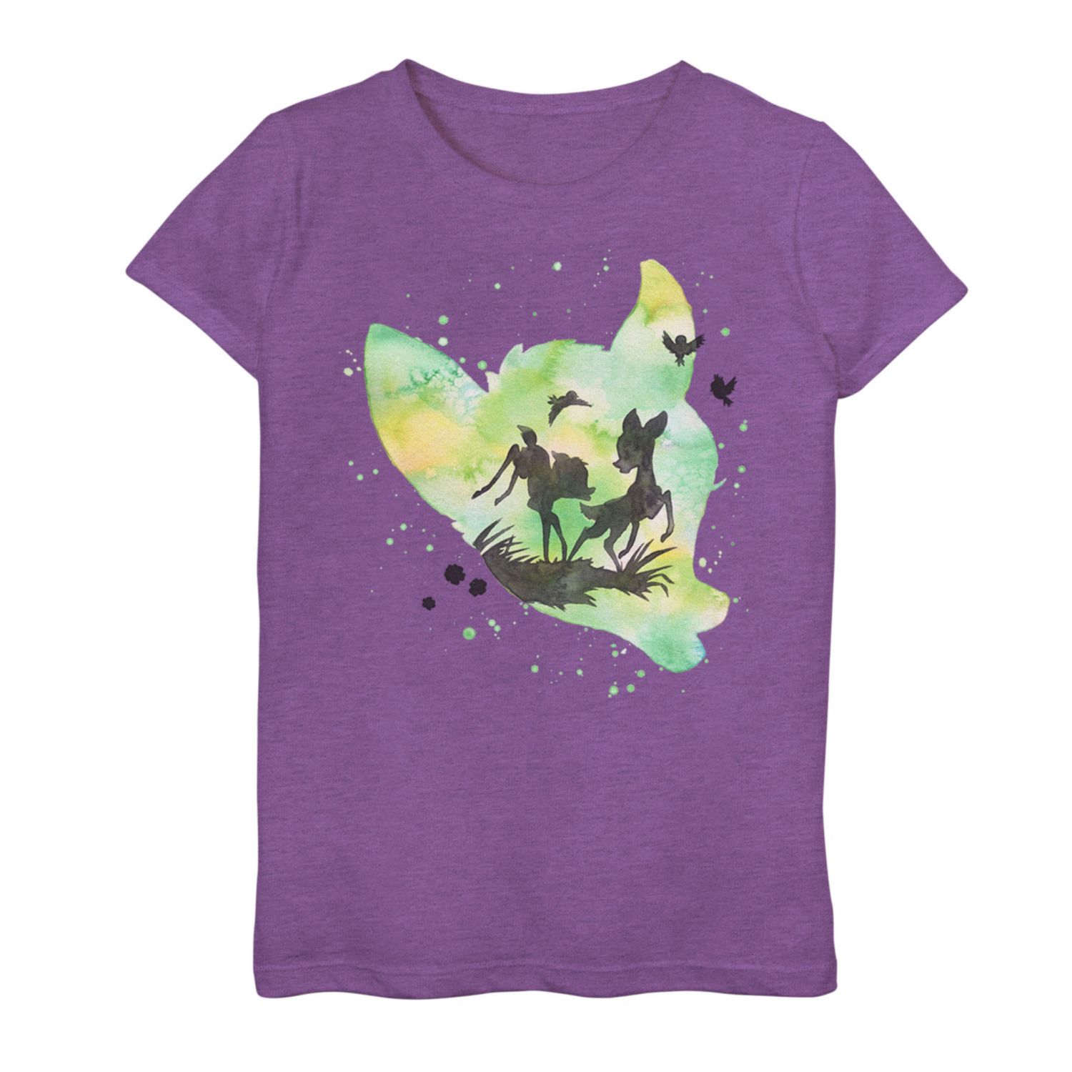 Image for Disney 's Bambi Girls 7-16 Green Watercolor Silhouette Fill Graphic Tee at Kohl's.