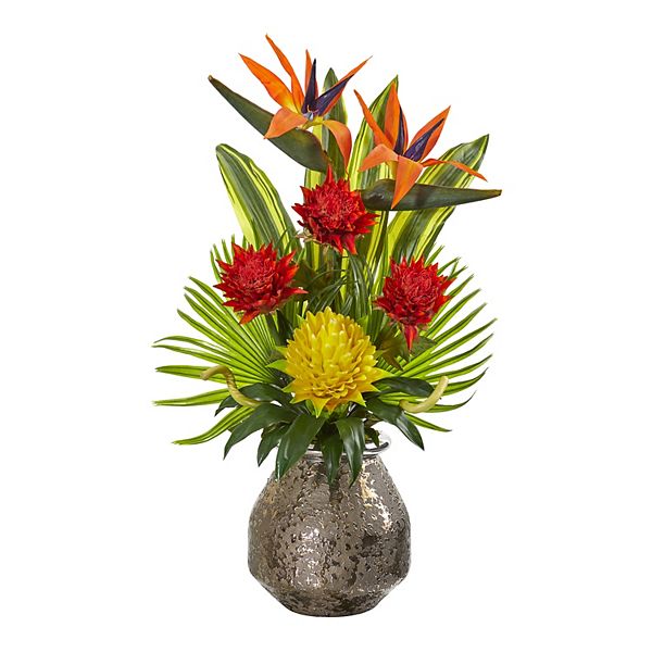 Nearly Natural Artificial Tropical Floral Arrangement