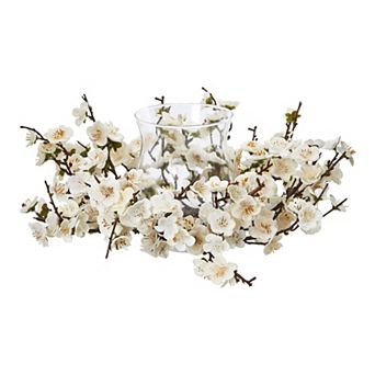 nearly natural Artificial Plum Blossom Floral Candleholder
