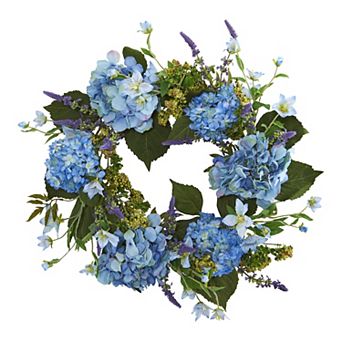 nearly natural Artificial Hydrangea Floral & Leaf Wreath