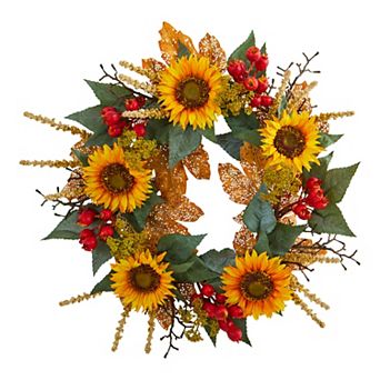 nearly natural Artificial Sunflower Berry Wreath