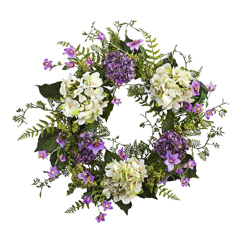 nearly natural Artificial Hydrangea Berry Wreath, Purple