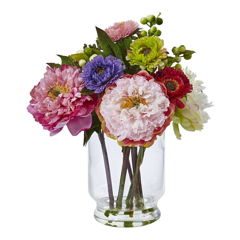 nearly natural Artificial Peony & Mum Floral Arrangement, Pink