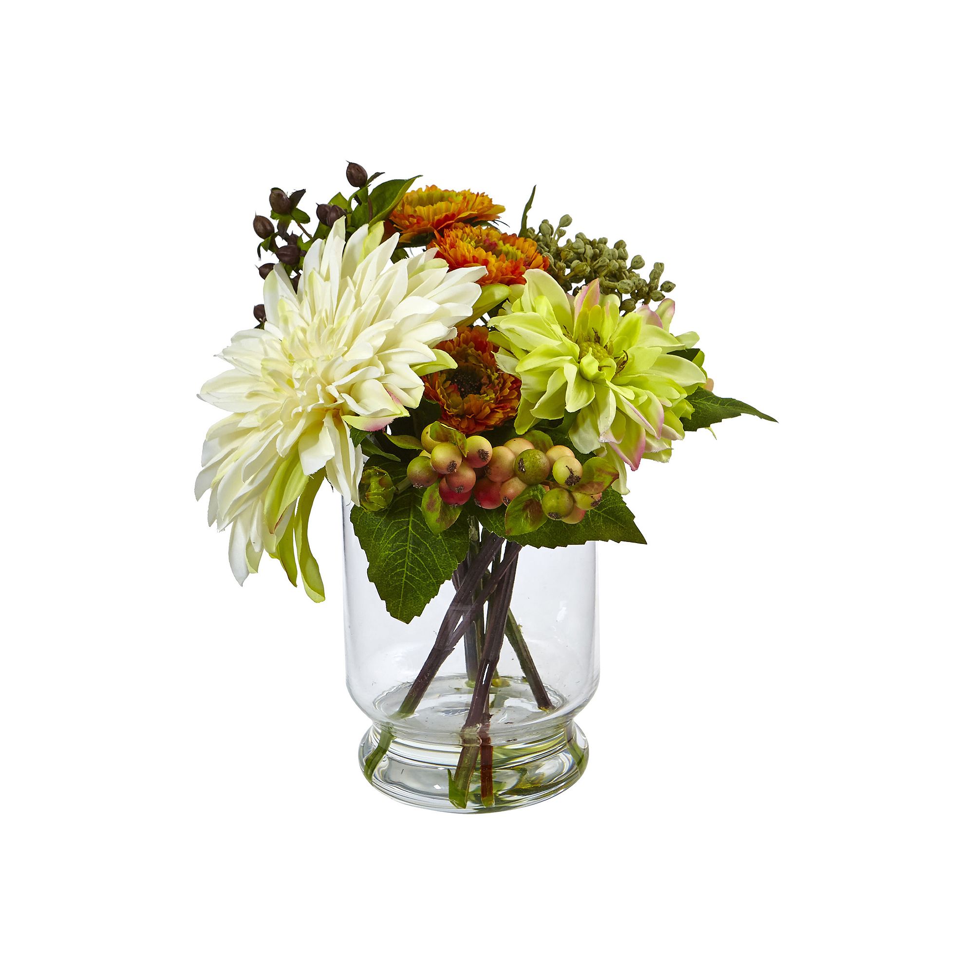nearly natural Artificial Mixed Dahlia Mum Floral Arrangement, Multi