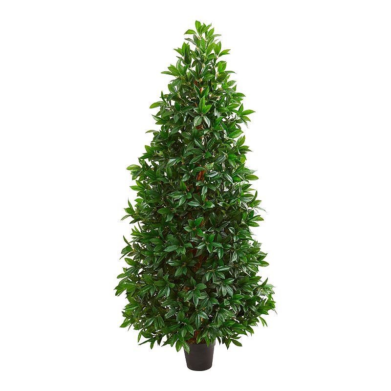 nearly natural Artificial 5-ft. Bay Leaf Cone Topiary Indoor / Outdoor Tree