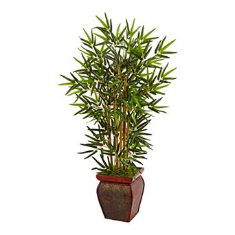 nearly natural 3.5-ft. Artificial Bamboo Tree in Wooden Decorative Planter