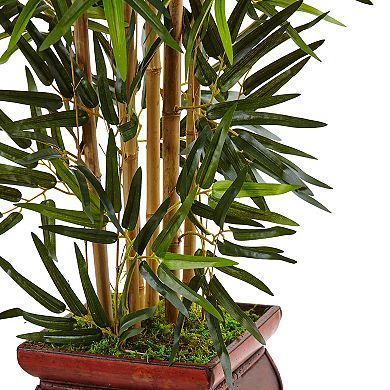 nearly natural 3.5-ft. Artificial Bamboo Tree in Wooden Decorative Planter