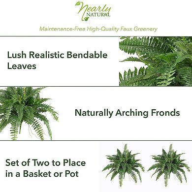 40-in. Artificial Boston Fern 2-piece Set