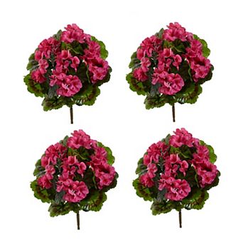 nearly natural Artificial Geranium Bush 4 pc Set