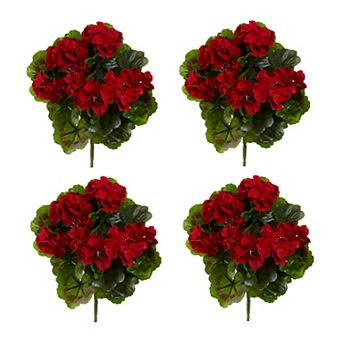 nearly natural Geranium Artificial Bush 4 pc Set