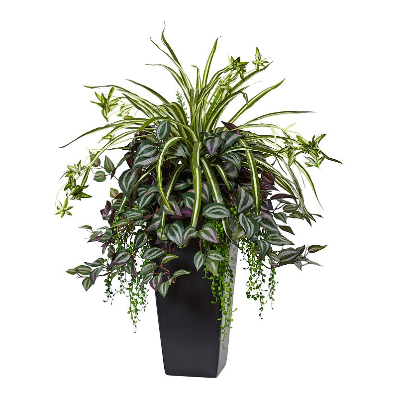 61525934 nearly natural Wandering Jew & Spider Plant, Green sku 61525934