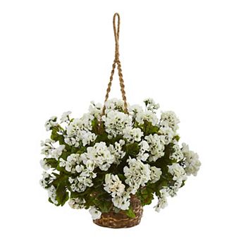 nearly natural Geranium Hanging Basket Artificial Plant