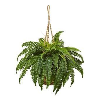 nearly natural Artificial Boston Fern Hanging Basket