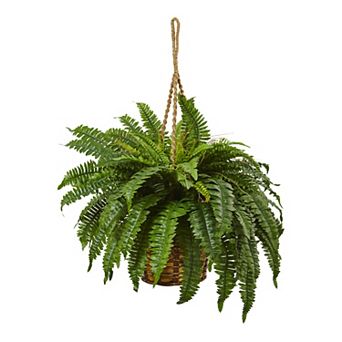 nearly natural 29" x 29" Artificial Boston Fern Hanging Basket