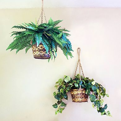 nearly natural 29" x 29" Artificial Boston Fern Hanging Basket
