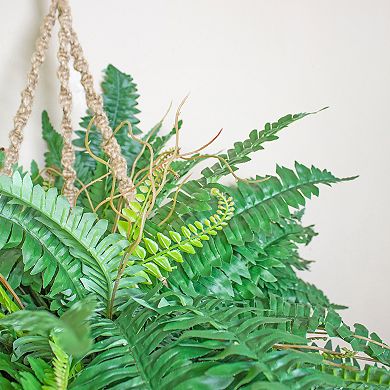 nearly natural 29" x 29" Artificial Boston Fern Hanging Basket