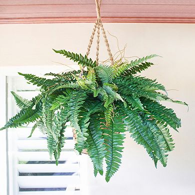 nearly natural 29" x 29" Artificial Boston Fern Hanging Basket