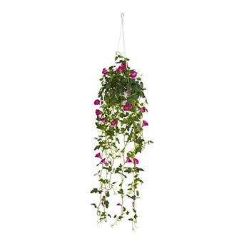nearly natural 30 in Petunia Hanging Basket Artificial Plant