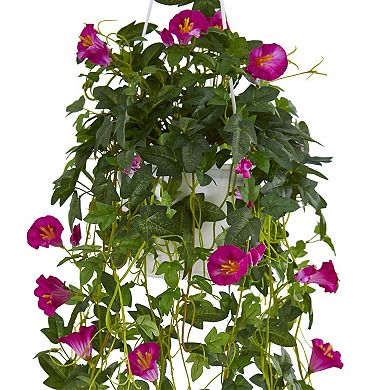 nearly natural 30-in. Petunia Hanging Basket Artificial Plant