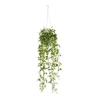 nearly natural Green Variegated Wandering Jew Hanging Basket Artificial Plant