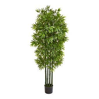 nearly natural 64 in Bamboo Artificial Tree with Green Trunks