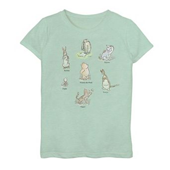 Disney's Winnie The Pooh Girls 7-16 Classic Group Shot Graphic Tee