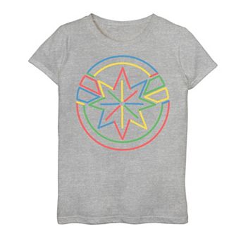 Girls 7-16 Captain Marvel Colorful Line Art Logo Graphic Tee