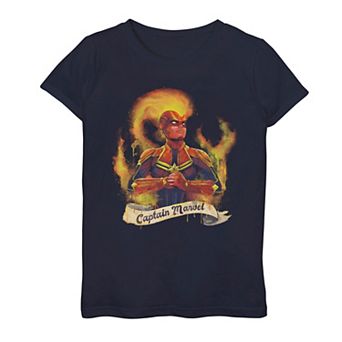 Girls 7-16 Captain Marvel Flame Portrait Graphic Tee