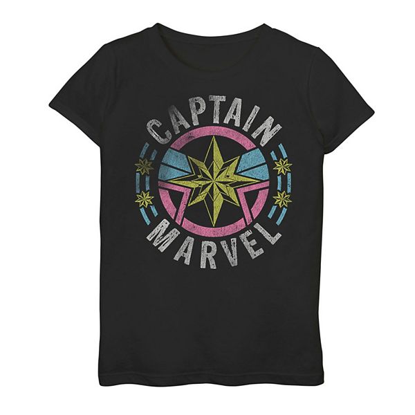 Girls 7-16 Captain Marvel '90s Style Logo Graphic Tee