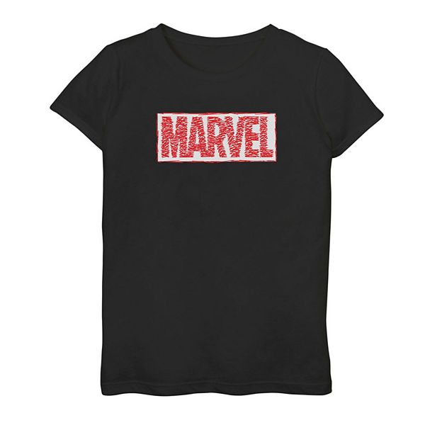 Girls 7-16 Marvel Text Scribble Logo Graphic Tee