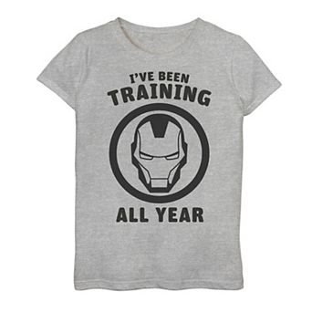 Girls 7-16 Marvel Avengers Iron Man I've Been Training All Year Logo Graphic Tee