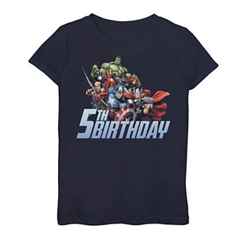 Girls 7-16 Marvel Avengers Action Shot 5th Birthday Graphic Tee